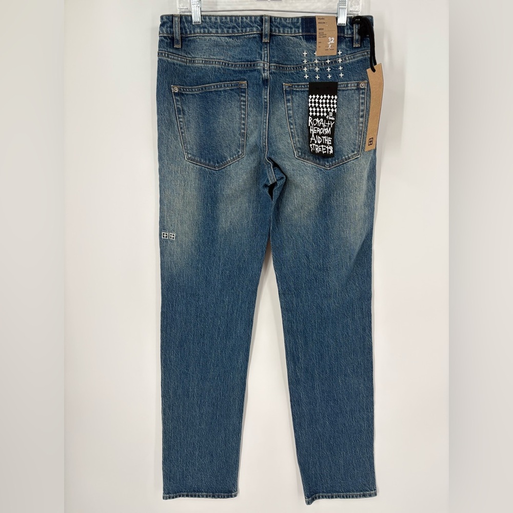 Ksubi Jeans Mens Hazlow Straight Fit Mid Rise Button Fly Jeans 32/32